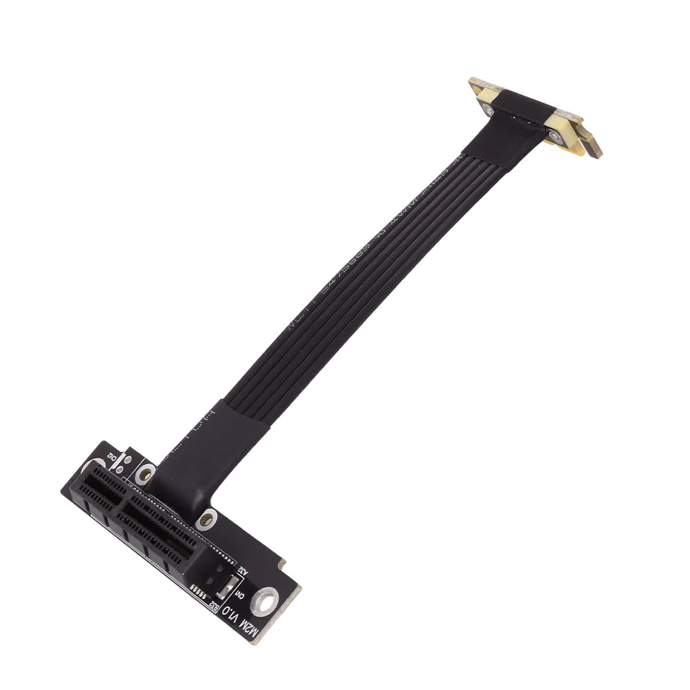 ADT-Link PCI Express 4.0 x4 To x1 Riser Ribbon Cable Graphics Card PCIE 4x To 1x Extension Cable Double 90 Degree Riser Extender
