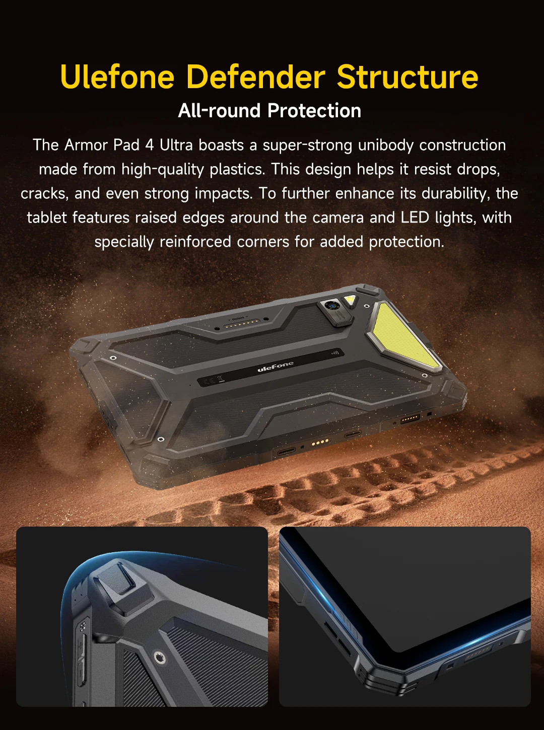 Ulefone Armor Pad 4 Ultra 5G Rugged Tablet Android 14 IP68/IP69K 11800mAh Battery Up to 16GB+256GB 10.36" LED Light