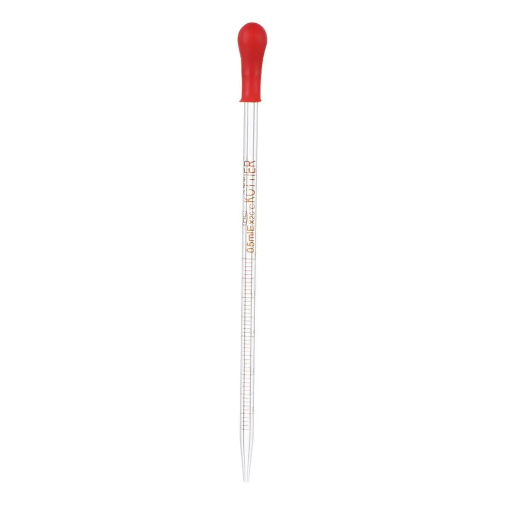 1/5pcs Rubber Head Glass Dropper Glass Pipette Lab Chemistry Dropper Pipet With Scale Line Red&Transparent