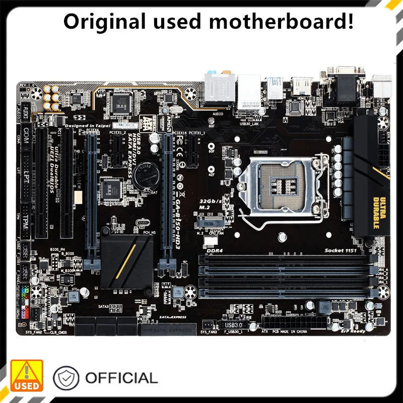 

For GA-B150-HD3 B150-HD3 Original Used Desktop Intel B150 64G DDR4 Motherboard LGA 1151 i7/i5/i3 USB3.0 SATA3