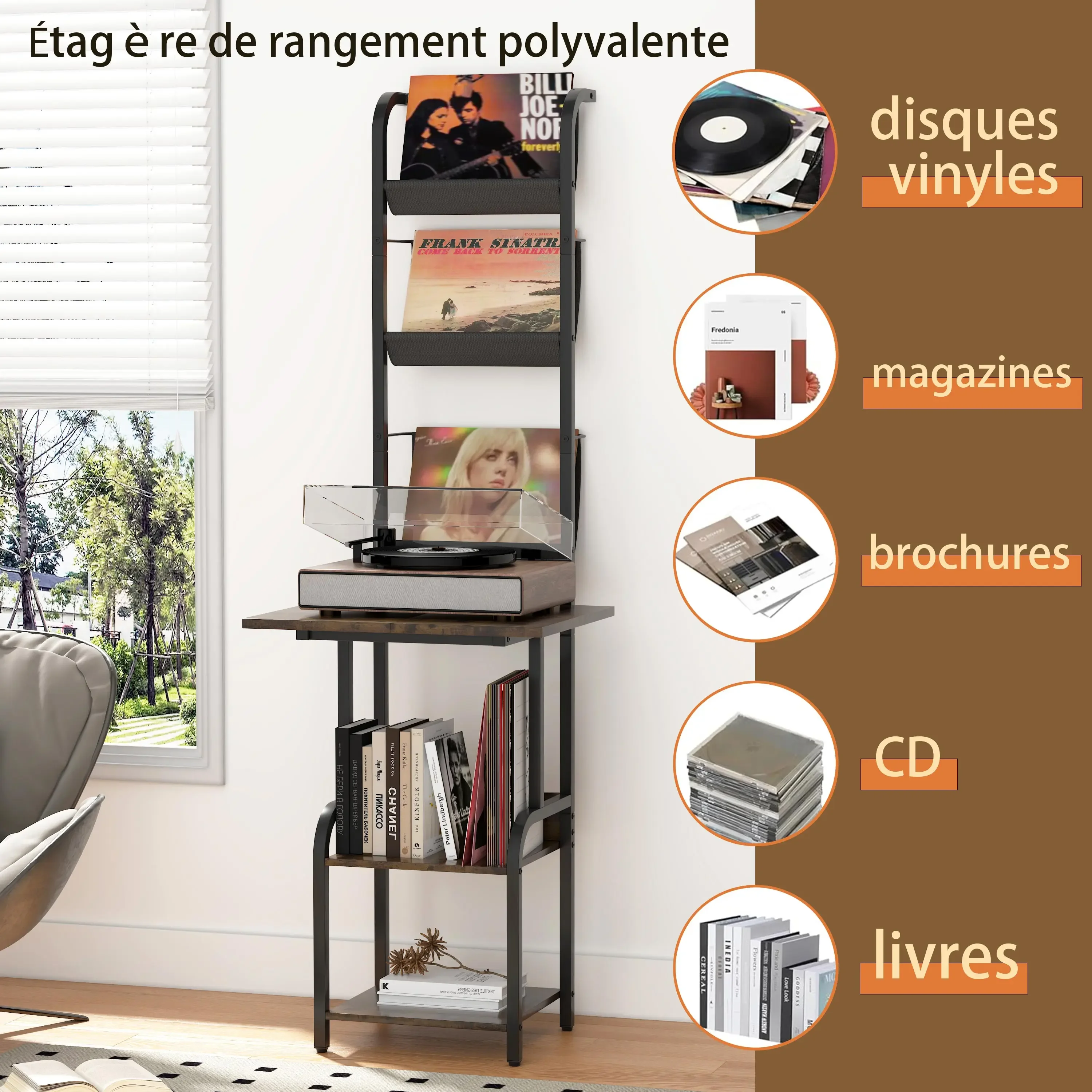 6-schichtige Holz Rekord Lagerung Rack Plattenspieler Schallplatte Display Rack Album Lagerung Rack Für Wohnzimmer Schlafzimmer