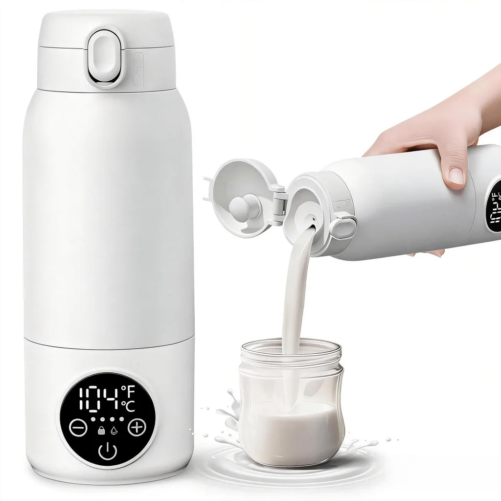 

Wireless Portable Baby Milk Bottle Warmer Heating Cup with Temperature Control 316 Stainless Steel 500ML for Kids Travel Nursing