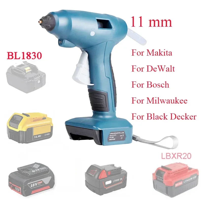 Wireless Lithium Battery Hot Melt Glue Gun 11mm For Makita BL1830 For Milwaukee M18 For Black Decker For Bosch For Dewalt DCB183