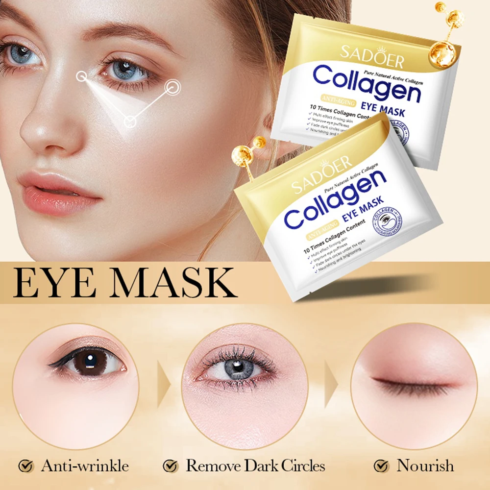 Mascarilla de colágeno de cristal para ojos, antiojeras, elimina las bolsas de los ojos, parches hidratantes para los ojos, mascarillas de Gel, parches para el cuidado de la piel