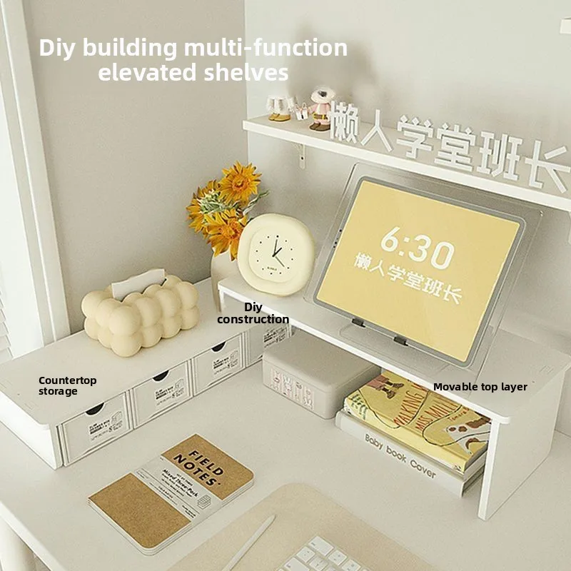 Simple Desktop Shelf Computer Monitor Heightening Rack Notebook for Students Dormitory Ins Storage and Finishing Rack
