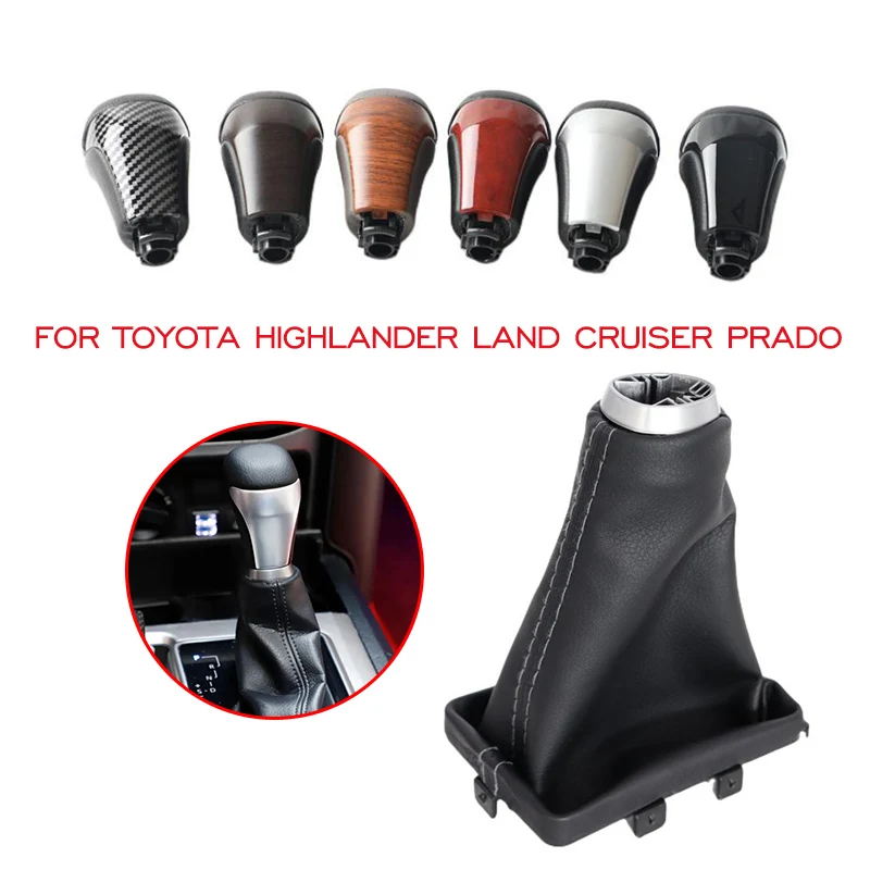 

Automatic Car Gear Shift Knob Handle Ball Lever Stick Leather Shifter Gaitor Boot Cover For Toyota Highlander Land Cruiser Prado