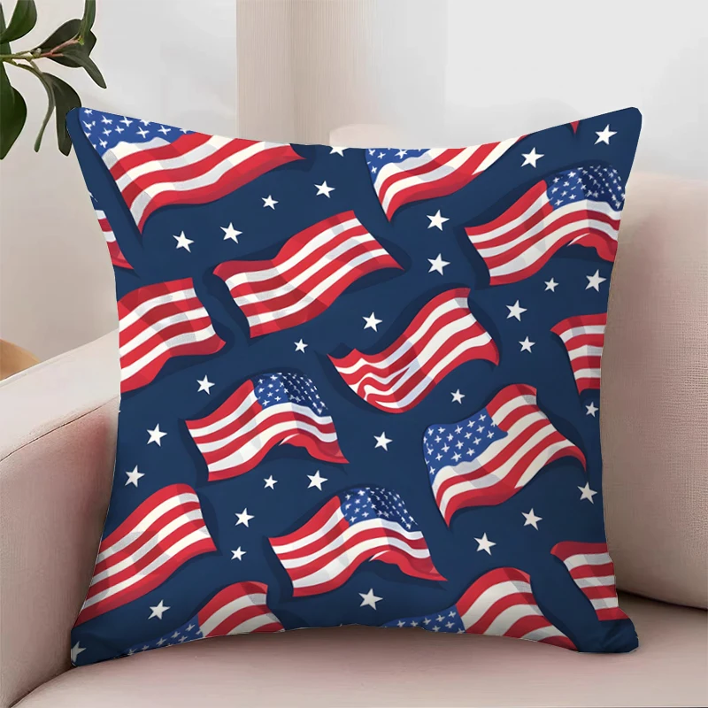 

American Flag Cushion Cover 45*45 Home Decoration Pillow Cases Decorative Bed Pillowcases Aesthetic Room Decoration Pillowcase