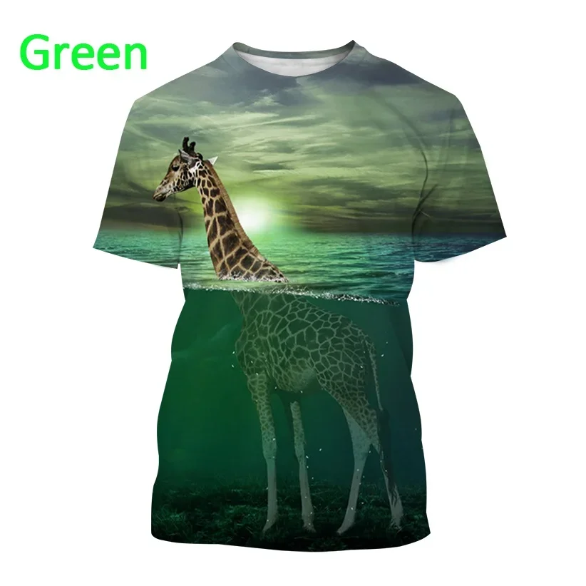 New Design Funny Animal Giraffe 3D Printed T-shirt Summer Fashion Unisex Casual Street Style Round Neck Short-sleeved T-shirt