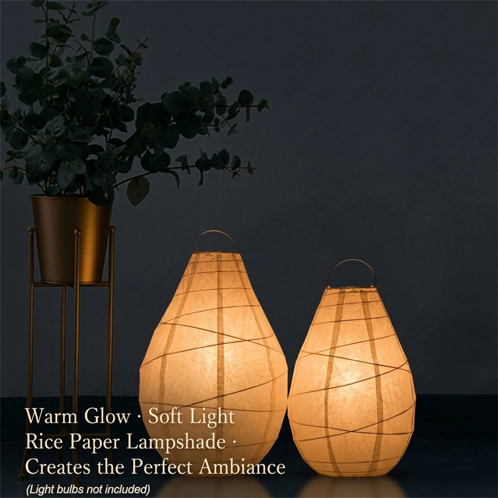 2 Stück Weiße Papierlampenschirme Nordischer Tropfenform-Lichtschirm mit Griff Tischlampenabdeckung Wohnzimmer Schlafzimmer Pendelleuchte – Detail 3