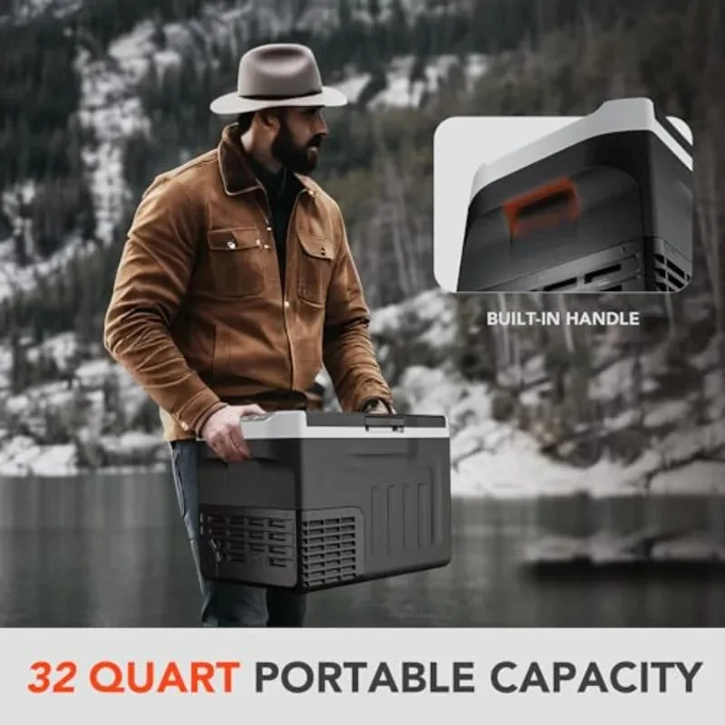 12 Volt Compressor Cooler 32QT 30L with Temperature Control -4 to 68 12/24V-240V AC Dual Voltage Camping Fi