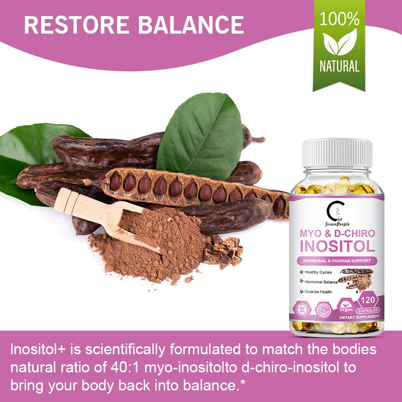 GPGP Greenpeople Natural Myo-Inositol & D-Chiro Inositol Hormone Balance Vitamin B8 to Regulate Menstrual Cycle for Women