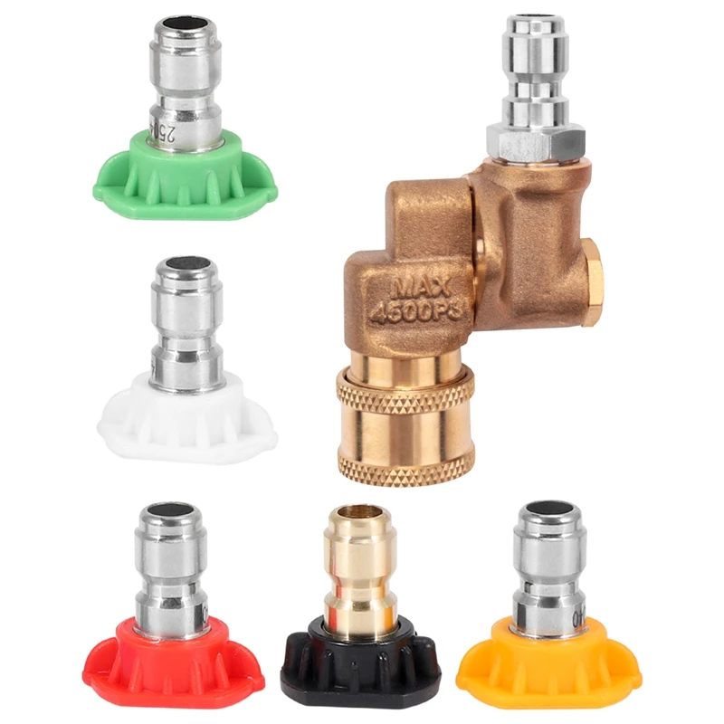 

Car Washer High Pressure Washer Nozzle Tips Wand Pivot Coupler Power Spray Kit 4500 PSI Pivot Coupler With Nozzle Tips