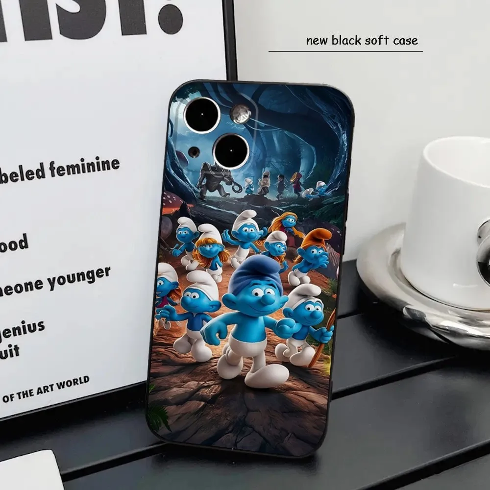 Movie The S-Smurfs-S Phone Case For iPhone16,15,14,13,12 Mini 11 Pro XR,X,XS,MAX 7,8 Plus Silicone Cover Soft Black