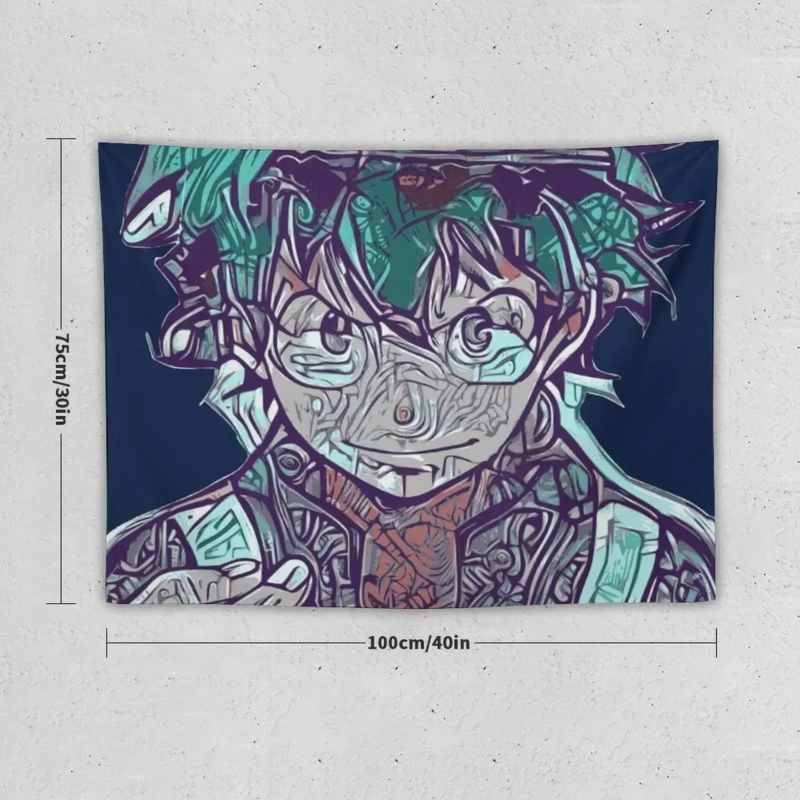 Izuku Midoriya My Hero - Style: Turquoise Dream Tapestry Kawaii Room Decor House Decorations Tapestry