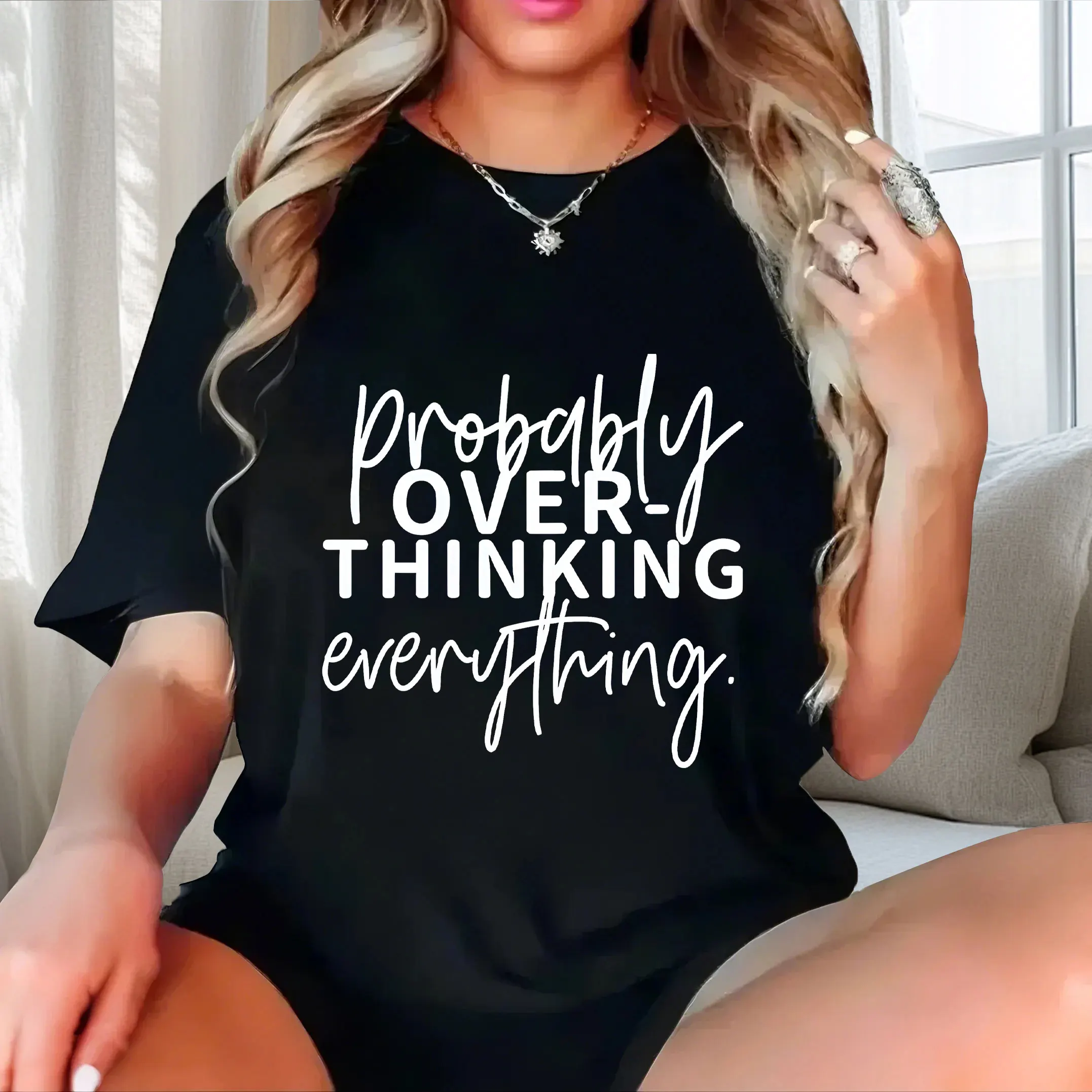 

High cost-effective fashion trend plus size Ladies' casual short sleeved T-shirt black