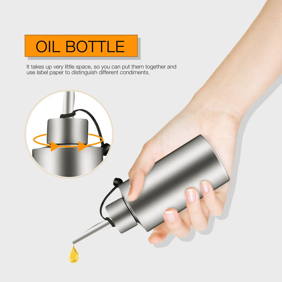 

1Pcs Stainless Steel Oil Bottle 250Ml Leak-Proof Condiment Container Cooking Oiler Kitchen Sauce Bottle Rust-Resistant