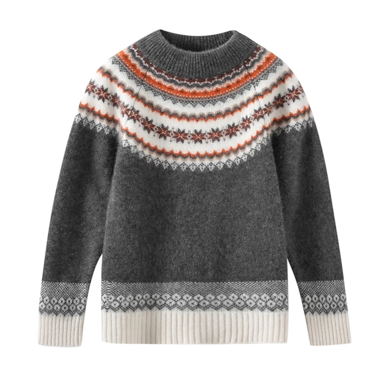 

Children's autumn keep warmwinter Sweater wool Sweater boys 100% pure wool long sleeves Sweater girls knitted round neck Sweater