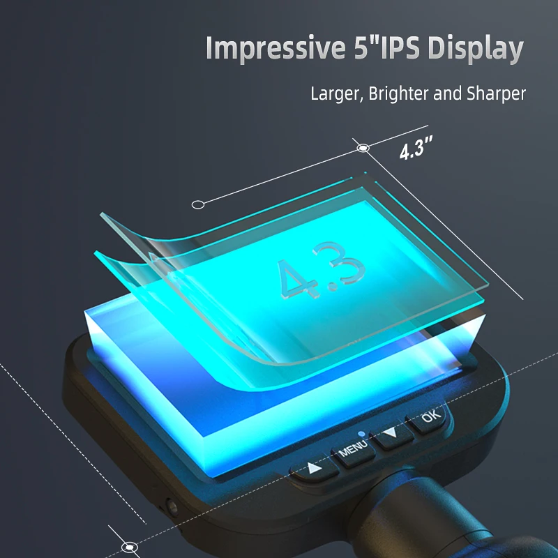 360 Scharnierende Borescope 1080P 6.2mm 4.3inch LCD Monitor Industriële Inspectie Camera Met 2-weg Articulatie Voor Automotive
