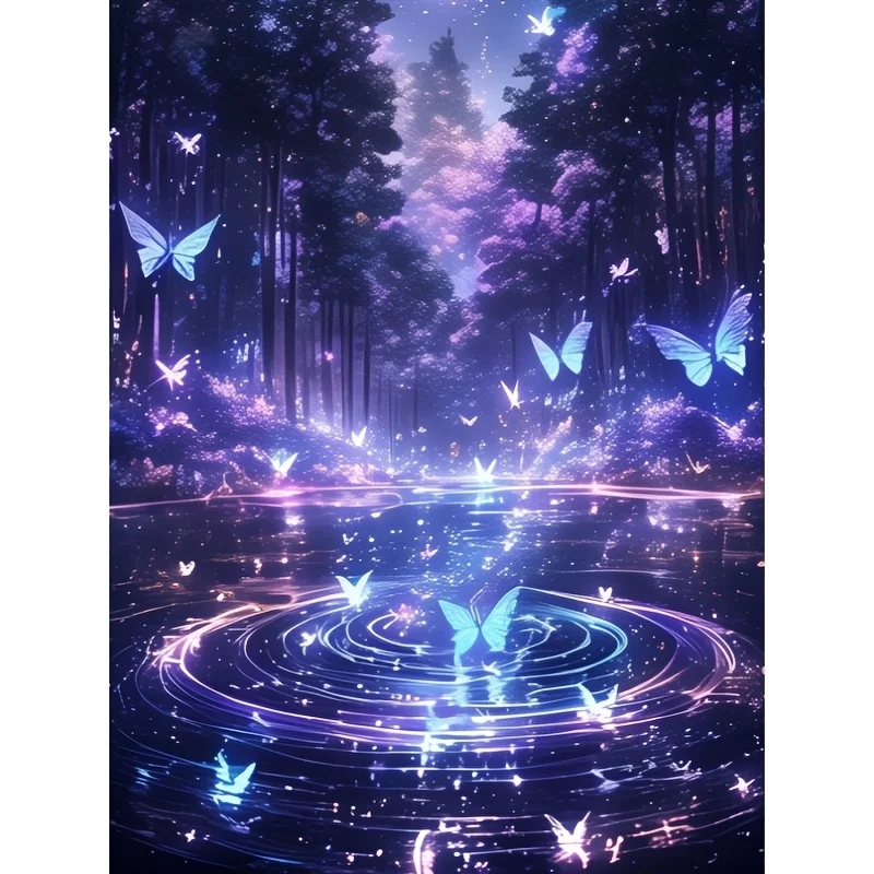 

Один набор безрамных алмазных картин с светящимися бабочками, 30×40 см/11,8×15,8 дюймов, алмазная картина с 5D-дизайном и полным круговым рисунком.