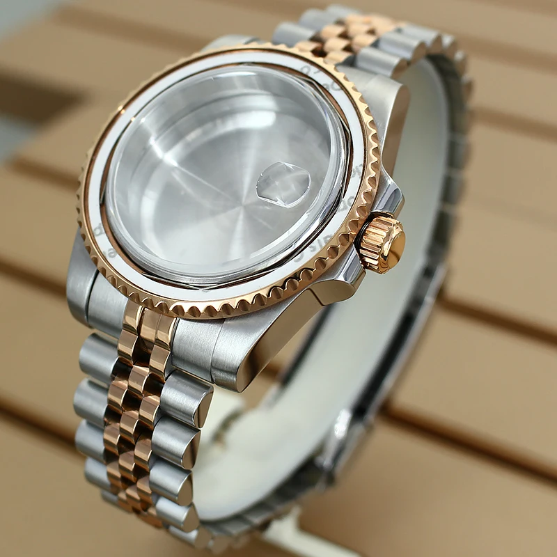 40mm NH35 Watch Case 5-link Bracelet Sapphire Crystal For GMT SUB Seiko NH34 NH35 NH36 NH38 4R36 Miyota 8215 ETA 2824 Movement