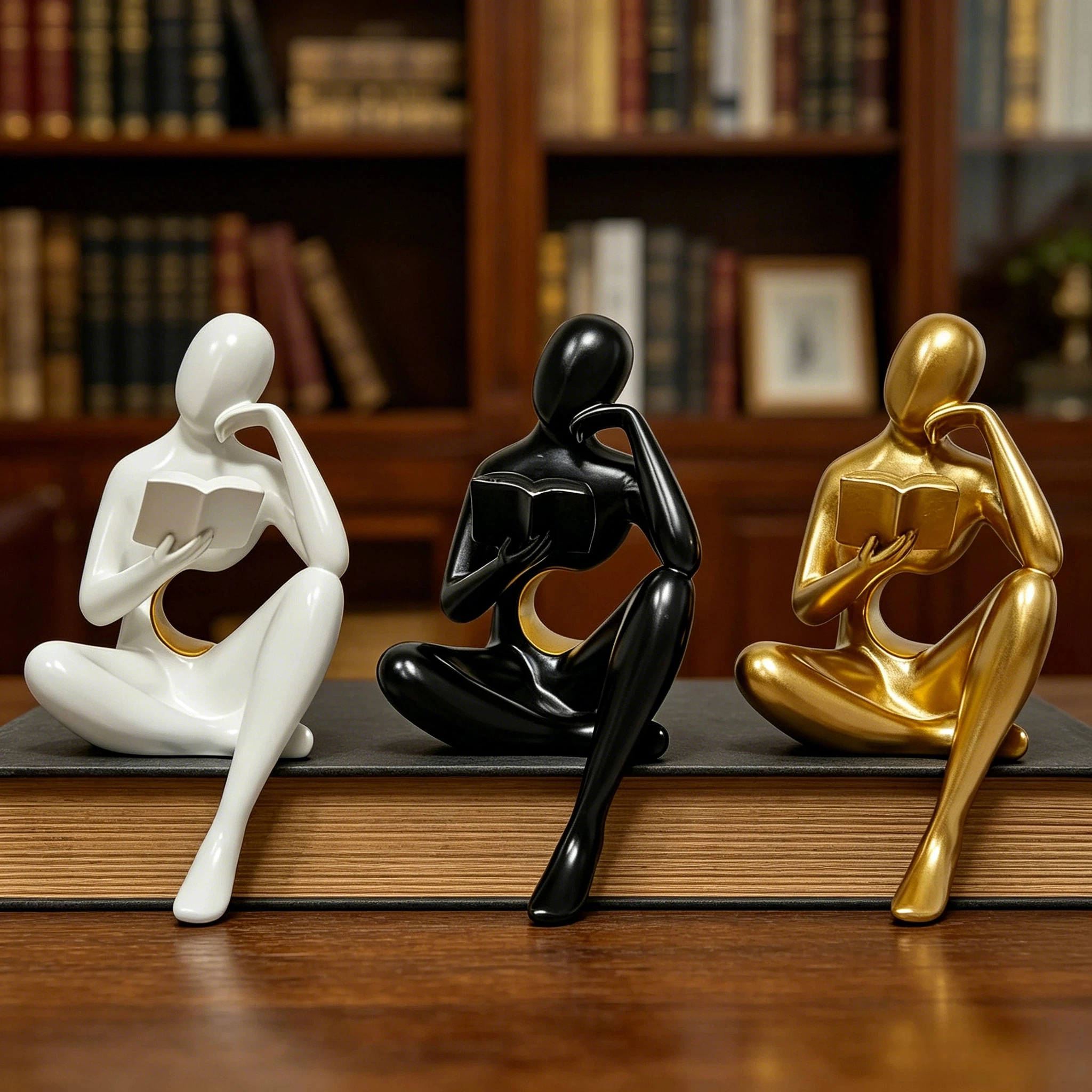 Minimalist Abstract Portrait Desktop Ornament, Tea Room Reception Area Tabletop Decoration, Symbolizing Quiet Reflection and Foresight, Highlighting the Host's Cultural Background and Aesthetic Levels, a Light Luxury H