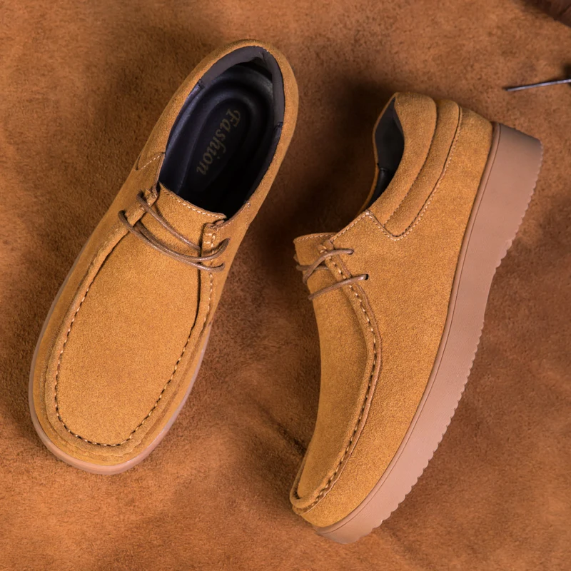 Hot-selling Men's Training Shoes New Design Male Suede Leather Sneakers Fashion Platform Lace-Up Casual Shoes Treking Footwear