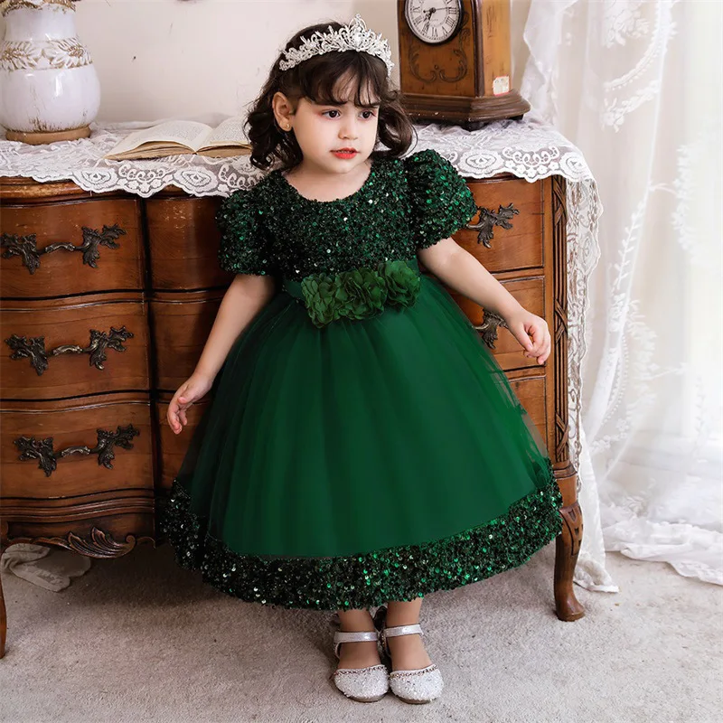 2026 summer European and American children's princess foreign style girl pink baby birthday cake dress