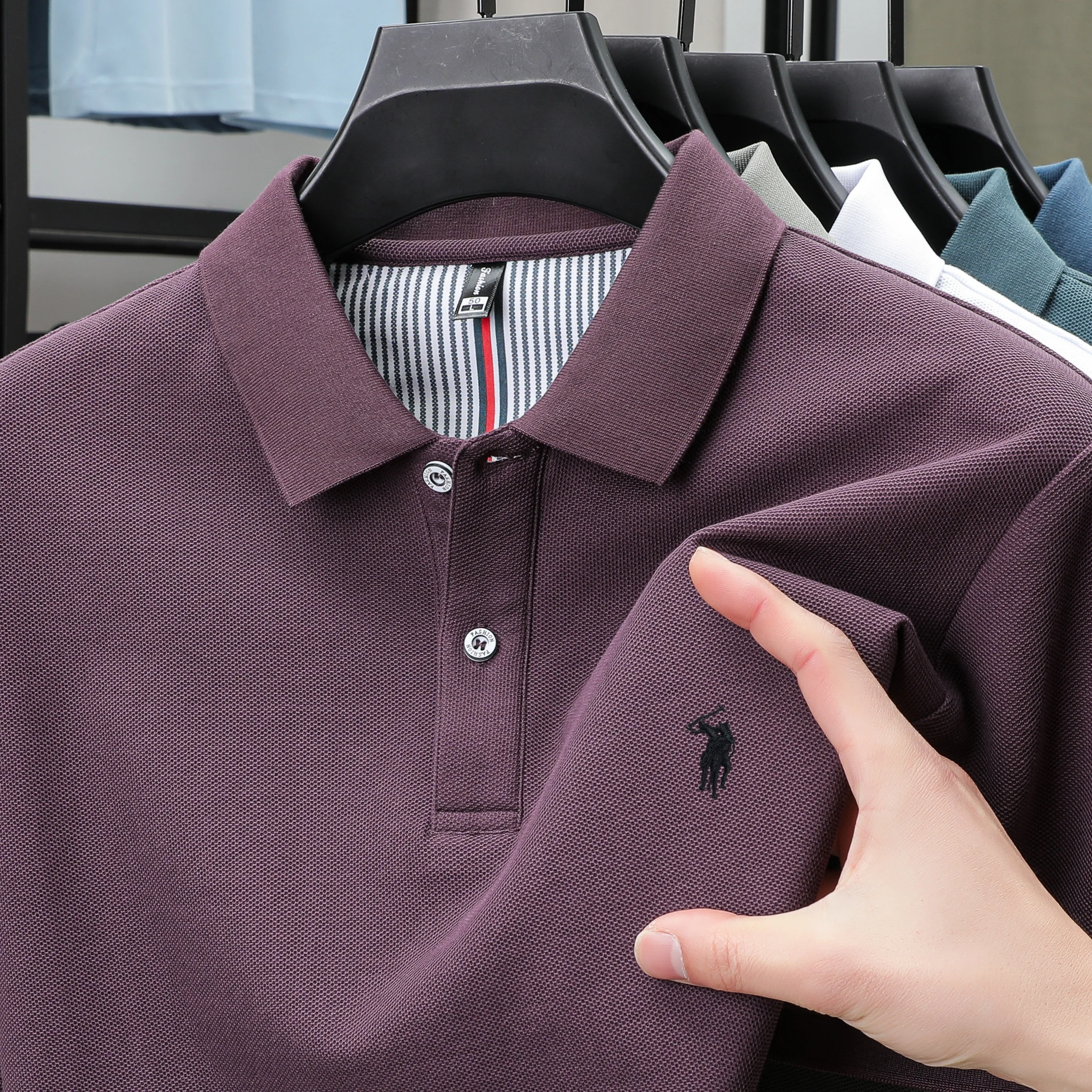 

100% pure cotton Men's POLO Summer T-shirt Commuting Sports Golf Elite Short Sleeve Anti Wrinkle Classic Top Embroidered Design