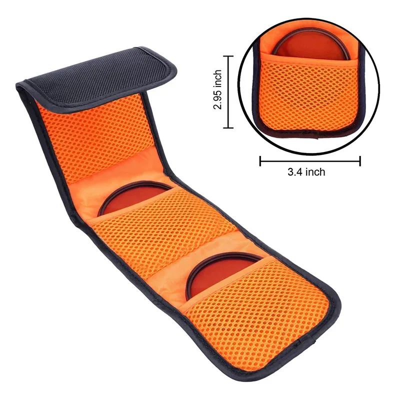 1PC 3 Pockets Lens Filter Bag Camera Lens Filter Pouch For 82mm ND UV CPL Camera Lens Filter Holder Wallet Case