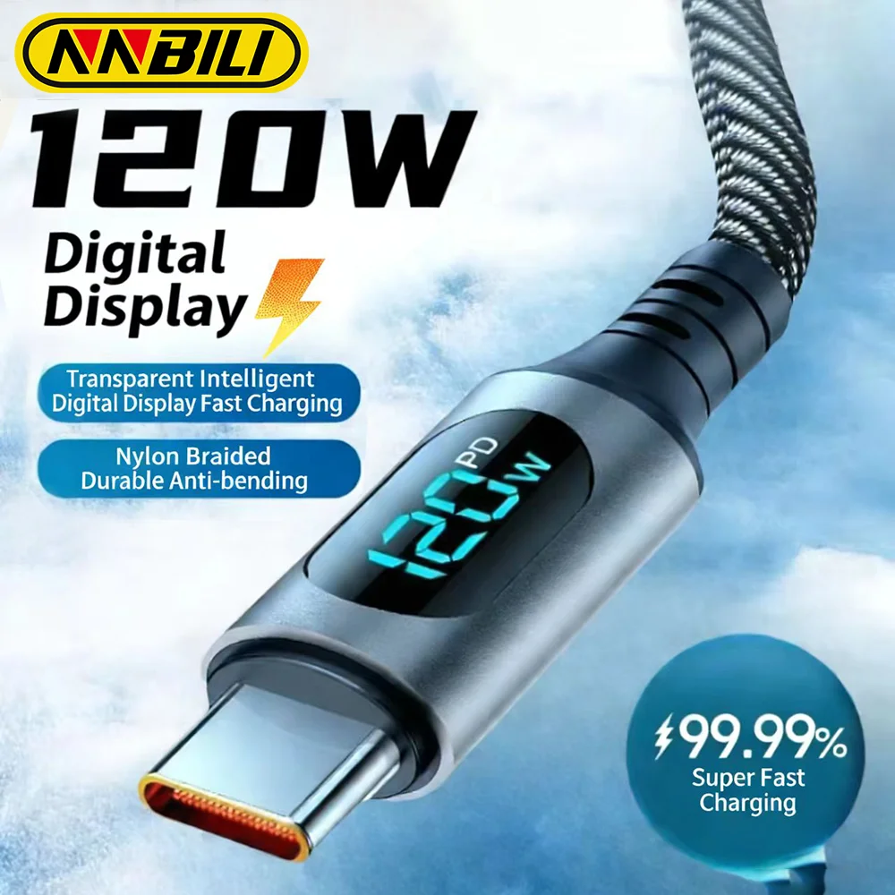 

NNBILI 120W 6A USB A To Type C Cable Fast Charging Charger Wire For Macbook Pro Xiaomi Samsung POCO USB C to Type C display Cord