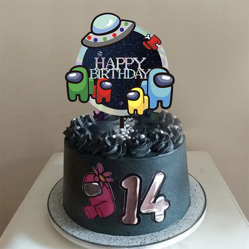 Ins Gold Space Planet Happy Birthday Cake Topper Silver High-grade Acrylic Kids Party Cake Topper Baby Shower Dessert Decoration view 4