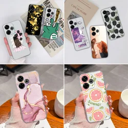 Phone Case For Redmi 13 4G Transparent Cute Flowers Pattern Soft TPU Silicone Shockproof Back Cover Shell For Redmi13 Funda Capa
