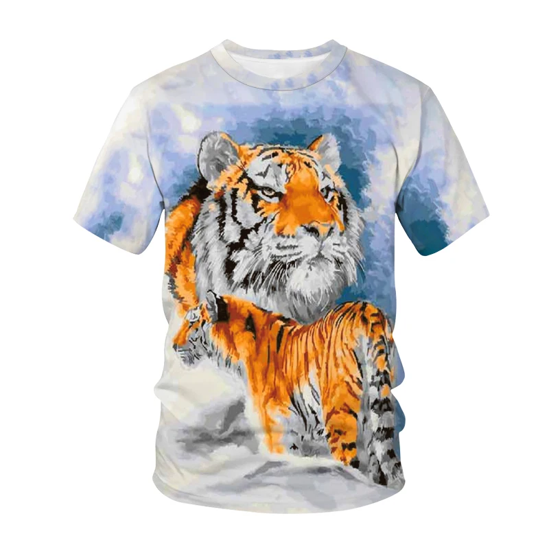 Funny Printing T-shirt Animal Tiger Cat 3D Printed Kids T Shirt  Fashion Casual Cartoons T-shirt Boys Girls Children\'s clothing