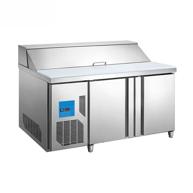 Commercial 3 Door Fruits Vegetables Low Temperature Salad Display Cabinet Showcase Refrigerators