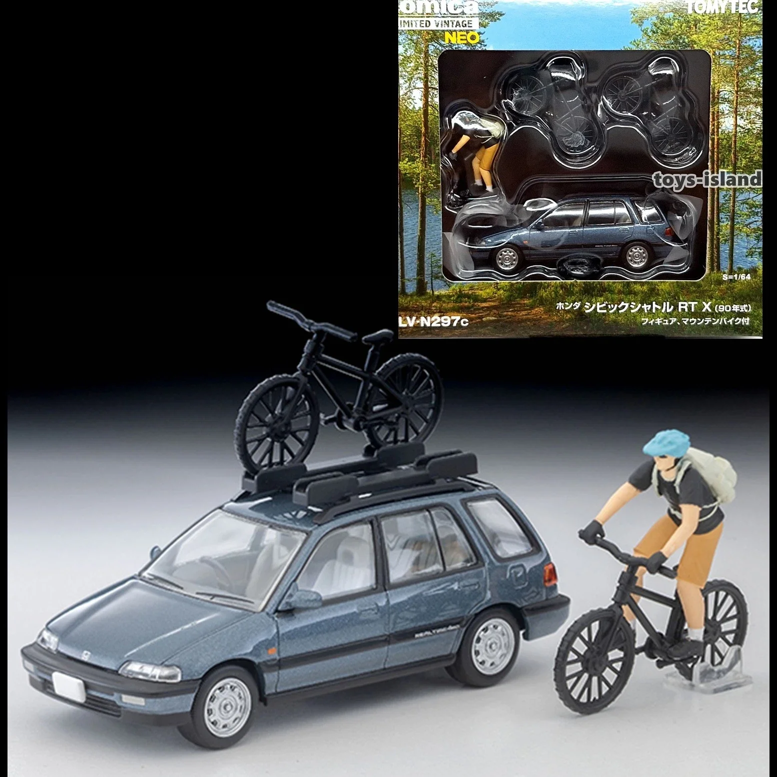 

Limited Vintage NEO LV-N297c Civic Shuttle RT X Figure Bike TOMYTEC Diecast Model Car Collection Limited Edition Alloy