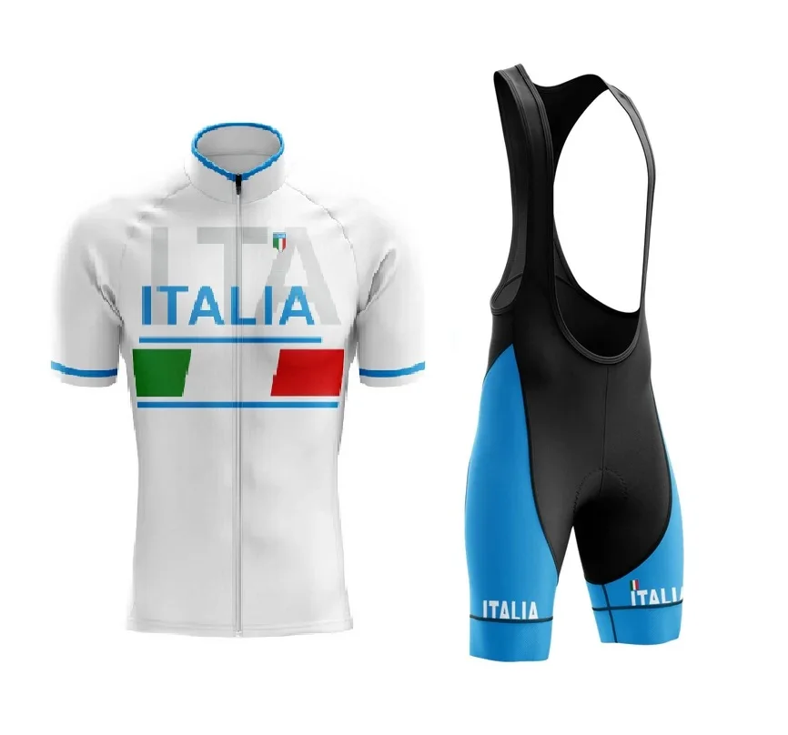 

LASER CUT 2024 ITALIA NATIONAL Team WHITE SHORT SLEEVE CYCLING JERSEY SUMMER CYCLING WEAR ROPA CICLISMO+BIB SHORTS