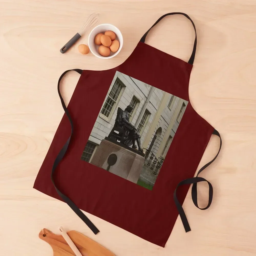 John Harvard Statue at Harvard University in Cambridge, MA Apron Trim Cloth Customizable Woman For Man Apron