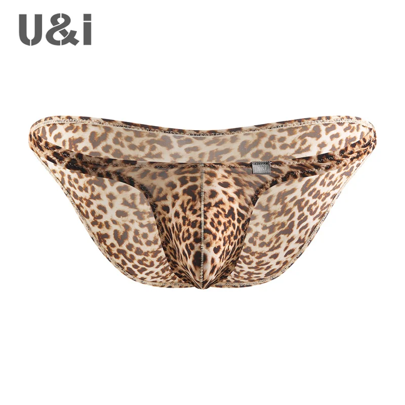 U＆I sexy low waist briefs for men with personalized printing, thin breathable nylon narrow edge U convex pouch