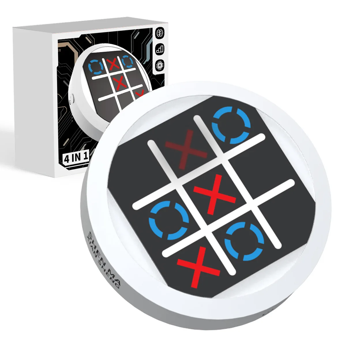 Juego electrónico Tic Tac Toe 4 en 1, juego de rompecabezas portátil, juegos de viaje portátiles para niños, juegos de mesa para regalo de entrenamiento cerebral