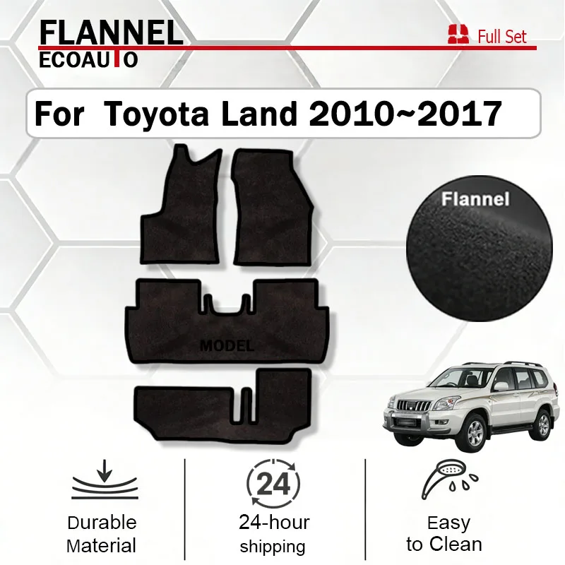 

ECOAUTO Flannel For Toyota Land Cruiser Prado 150 J150 2010~2017 7 Seater Car Floor Mats Rugs Panel Footpads Carpets Cape Foot P