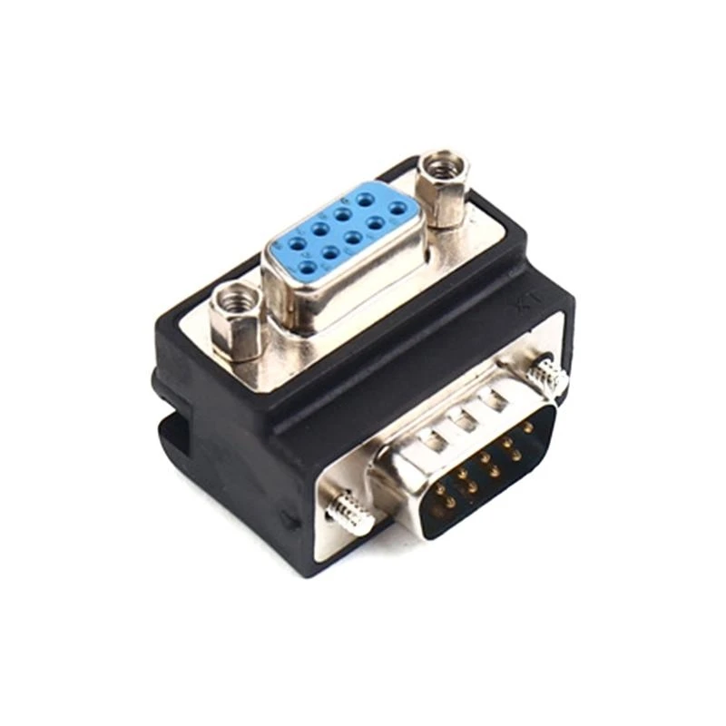 2025 New DB9 9 Pin 232 Male to Female Serial Gender Adapter 90 Degree Extension Cable