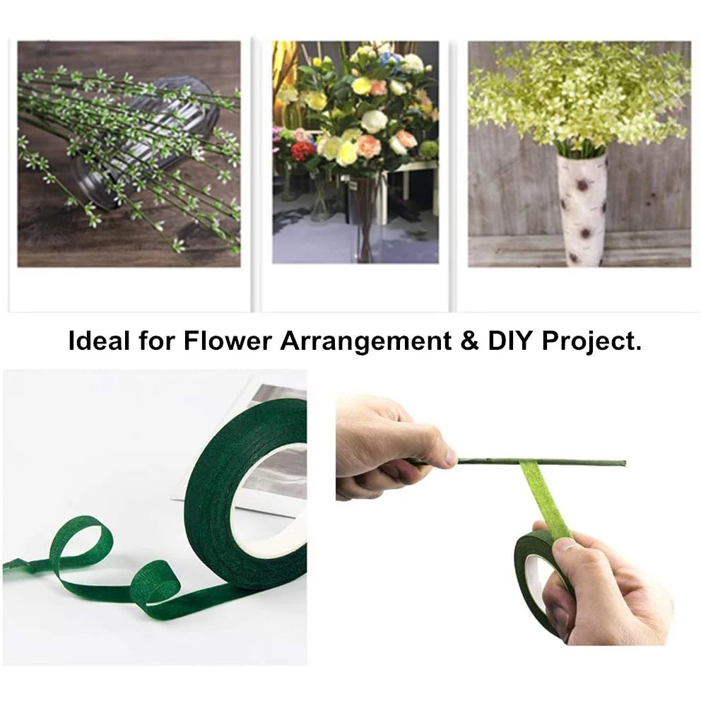 Professional 24 Rolls Floral Tape Florist Paper Stem Wrap Tape For Bouquet Stem Wrapping Floral Arrangement(1/2 Inch X 30 Yards)