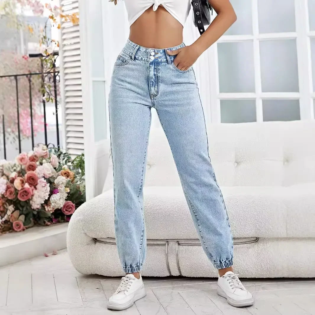 Jeans larghi Pantaloni a matita da donna Denim Vita media Cerniera Pantaloni con mosca e caviglia Tasca retrò 2025 Autunno Denim da donna Streetwear