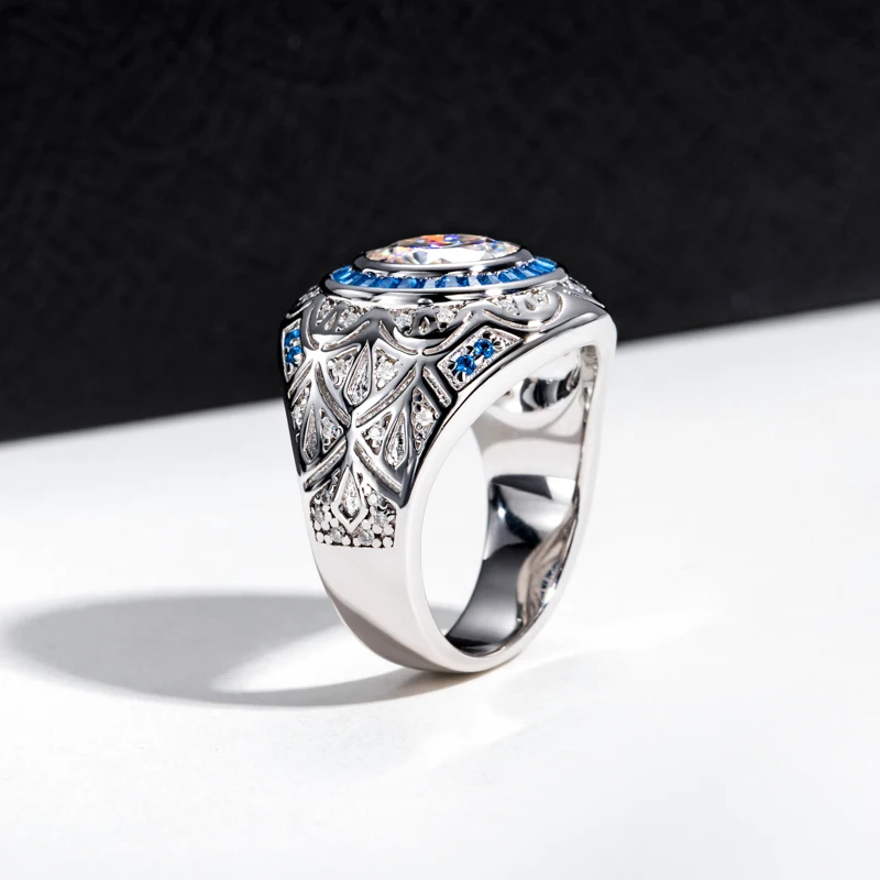 MossanRappr 3ct D اللون مويسانيتي الرجال خاتم الماس 925 فضة خمر الفاخرة الهيب هوب خواتم غرامة مجوهرات للرجال والنساء