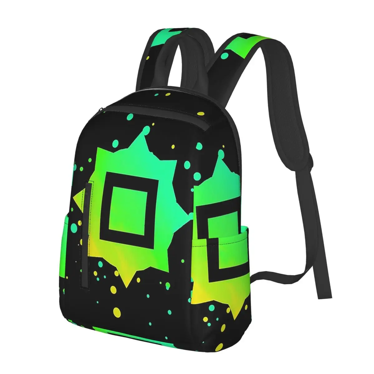 Just Shapes And Beats Blixer Square Student Backpack School Bag Hiking Travel Daypack for Boys Girls Bookbag Shoulder Bags