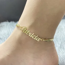 Custom Name Anklets For Women Customized Stainless Steel Snake Chain Bracelet On the Leg Tobillera Bridesmaid Gift