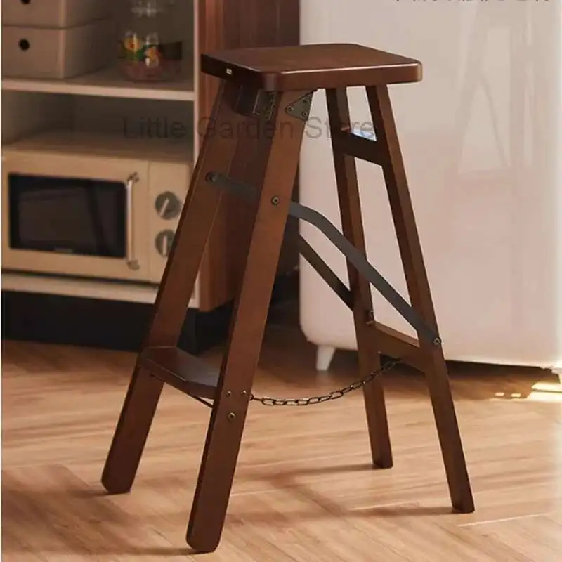 

Minimalist Wood Bar Stools Luxury Folding Kitchen Bar Chair Outdoor Designer Free Shipping Brown Padding Taburete Alto Furniture