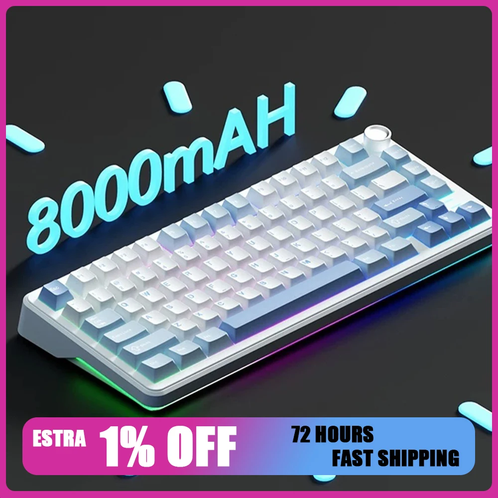 WEIKAV WK75 Wireless Keyboard GASKET Five-Layer Silencing Structure Gaming Keyboard Three-mode Connection Full Key Hot Plug Gift