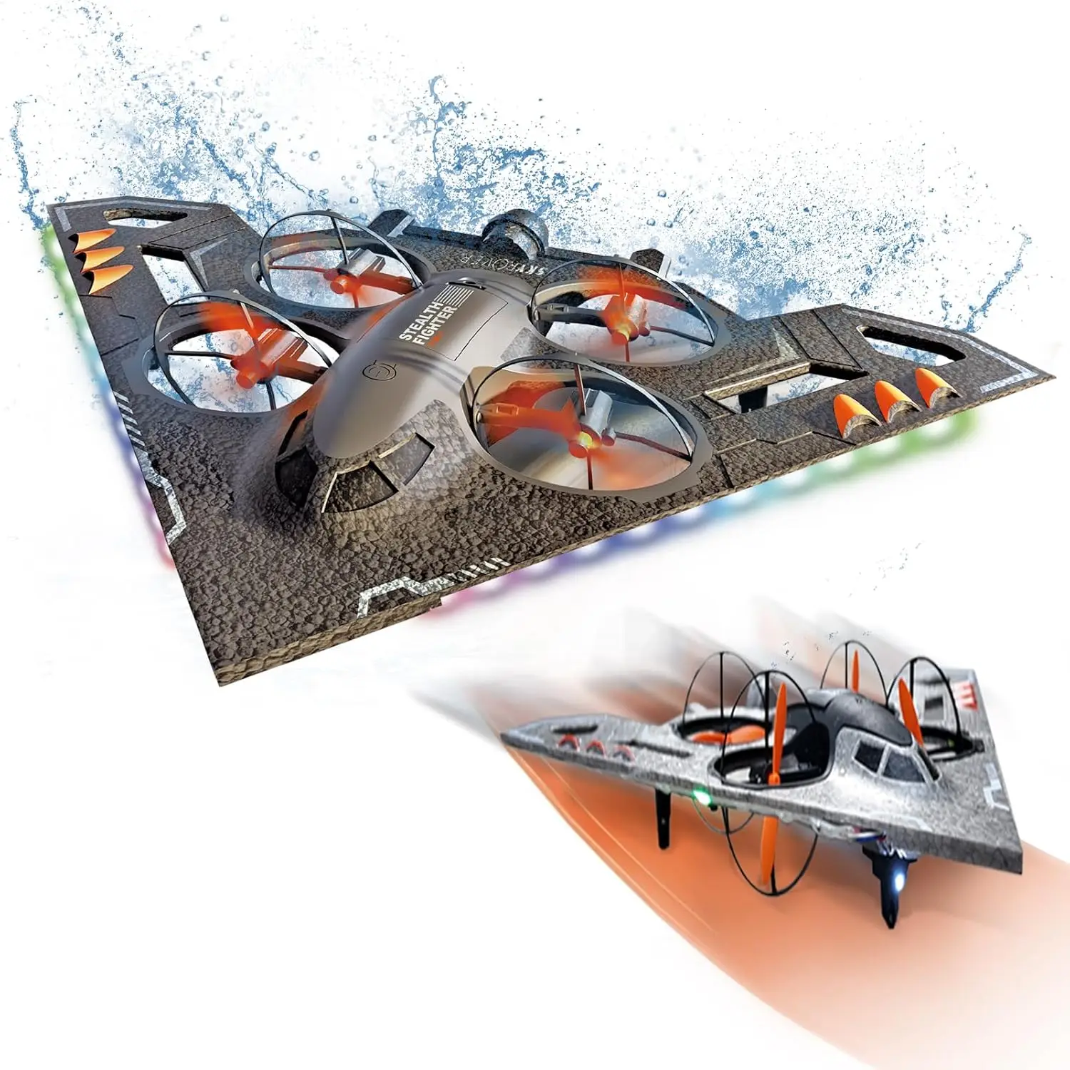 

RC Jet Plane, 3-in-1 Remote Control Airplane Fighter Drone Toy for Kids & Adults – Operates on Air, Land, and Water