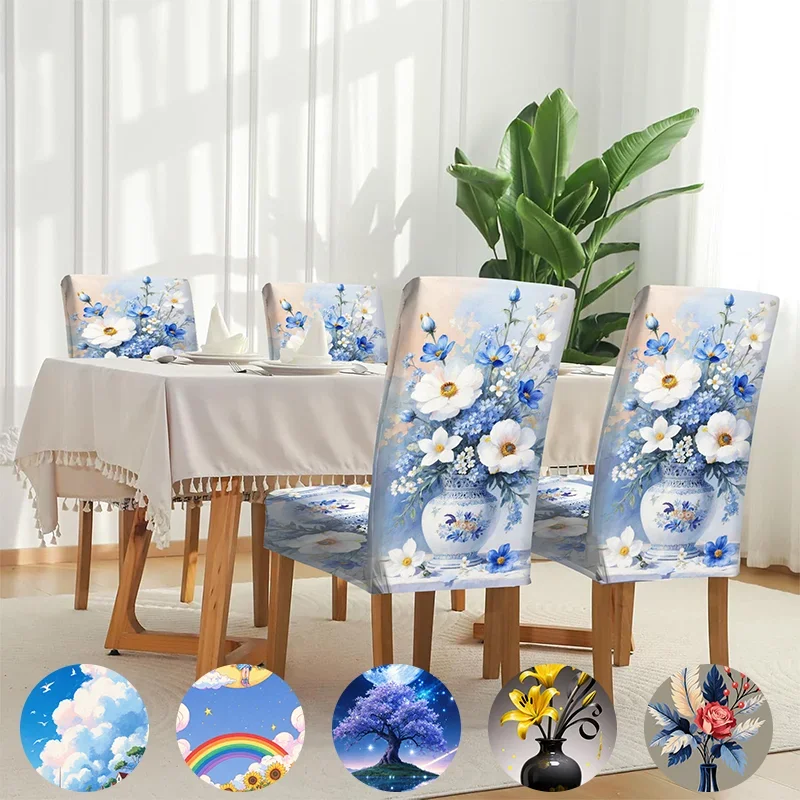 Elastic dining chair cover Neon fantasy jaguar pattern design Removable, washable, home dining chair cover